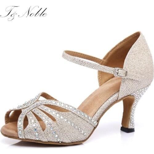 Women Party Dance Shoes Satin Shining rhinestones Soft Bottom Woman Salsa Dance Shoes heel5CM-10CM