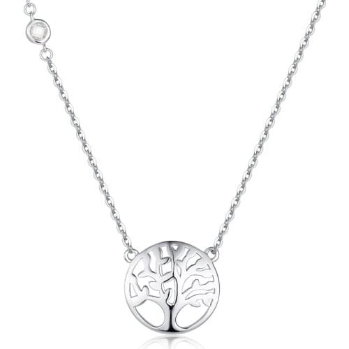 KALETINE 925 Sterling Silver Tree of Life Pendant Necklaces Silver CZ Tree Charm For Wholesale Necklaces Pendants Women KLTN041