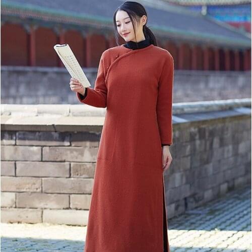 Women winter dress 2018 Chinese style streetwear oriental dress female ladies elegant womens dresses new arrival 2018 KK2465