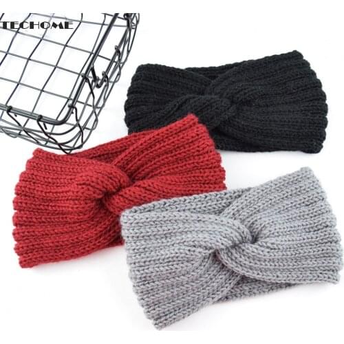 36 Colors Winter Headbands Hair Accessories Knit Wool Cross Hairband Ear Protection Woven Head Band Fashion