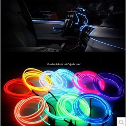 1/2/3M Car Interior Light Bmbient Lights El Neon Led Strip Cold Line Decorative Dashboard Lamp 12V Cigarette Lighter Inverter