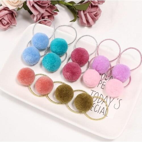 2/8Pcs Cartoon Pompom Baby Headband Sweet Princess Newborn Elastic Rubber Bands Children Hair Ties Infant Hair Headwear