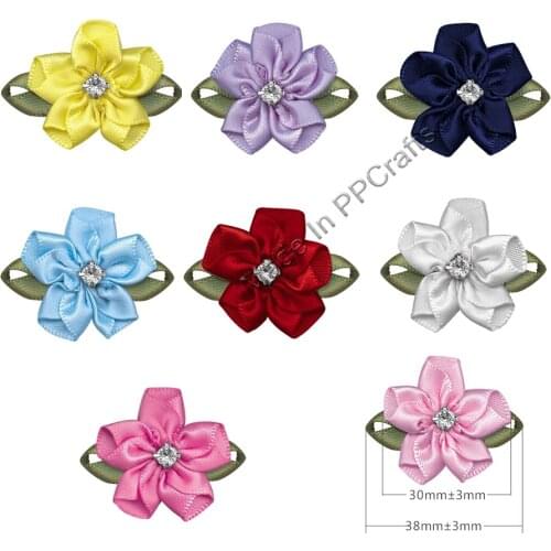 38-30MM Satin Ribbon Bauhinia Foliage Flower For Packing Cloth Hairbow DIY Crafts 200pcs Free Shipping