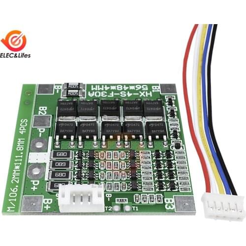 4S 30A 14.8V 18650 BMS Li-ion Lithium Battery Charger Protection Board PCB Balance Electronic Integrated Circuits Board 45x56mm