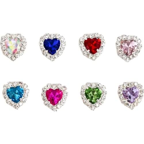5Pcs Alloy+Zircon Charms Heart Shape Claw AB Crystal Rhinestones Metal Nail Glitter Luxury Jewelry Decorations Tips Charms H