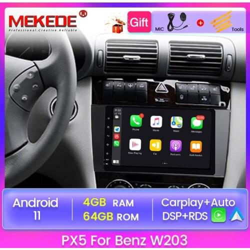 PX5 DSP RDS Android 11 4GB+64GB Car DVD Multimedia Player for Benz C Class W203 W219 C180 C200 C230 C320 C350 CLK W20 2004-2007