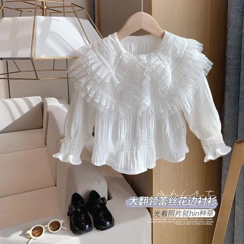 2021 Summer Spring Girls Blouses Clothes Baby Shirts Toddler Infant Solid Color Tops Kids Long Sleeve Casual Shirt Blouse J15