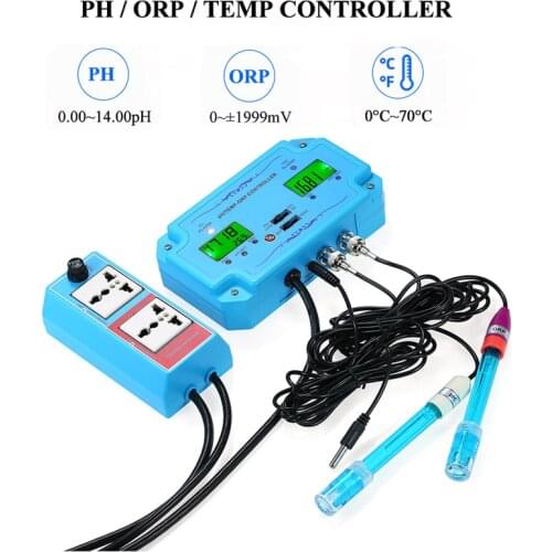 Digital PH ORP Controller 3 in 1 Online PH ORP TEMP Monitor Water Treatment Quality Analyzer Replaceable BNC Probe PH ORP Meter