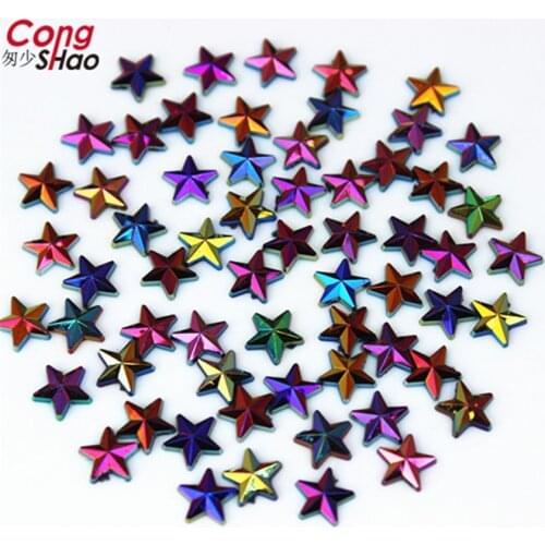 Cong Shao 200PCS 6mm Five pointed star Acrylic Rhinestone stones and crystals Flatback For DIY Clothes Decoration Craft WC354