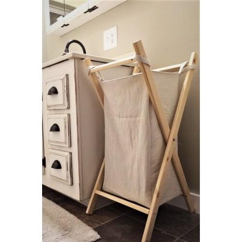 Wood Floor Standing Fabric Laundry Basket, the Basket Dirty