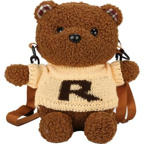 Baby Plush Shoulder Bag Plush Teddy Bear Kids Messenger Bag Ladies Cute Mini Chain Bag Shoulder Crossbody Bag Childrens Gifts
