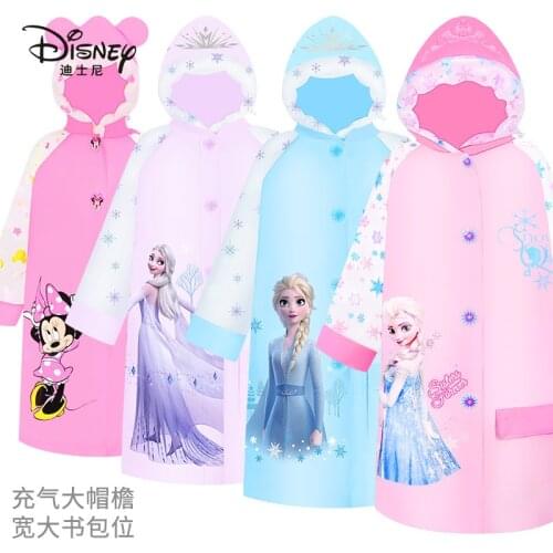 Disney Frozen Childrens Raincoats For Elementary And Middle School Students Waterproof Princess Poncho with Schoolbags Poncho
