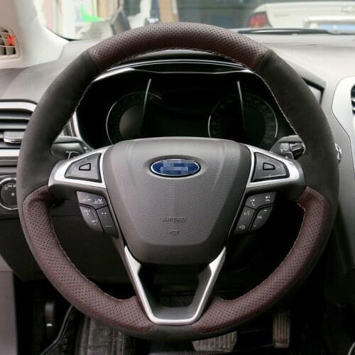 For Ford MONDEO Edge Taurus Escort leather Hand stitch steering wheel coverSafe Non-Slip Comfortable Wear Resisting grip cover