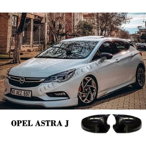 For Opel Astra J Sedan Hatchback Bat Mirror Cover 2009-2020 Glossy Piano Black 2 PCS Wing Car Styling Auto Universal Sport