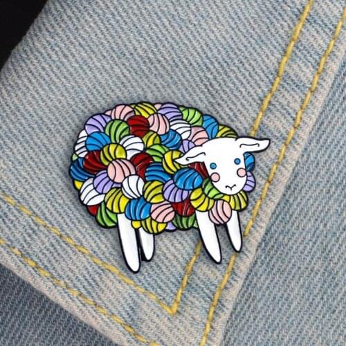 Lovely Fashion Colorful Cartoon Sheep Enamel Lapel Pin Badge Brooch Denim Jewelry