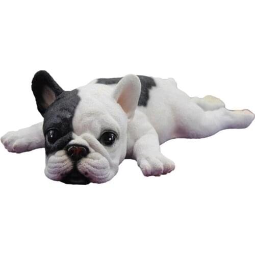 Polyresin Figurine Realistic Sleeping French Bulldog Model Simulation Animal Dog Pet Model Toys Home Decor Children Toys Gifts