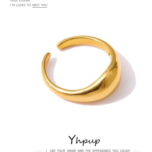 Yhpup Simple Metal Finger Ring for Women Fashion Geometric Hollow Gold Color Opening Ring Trendy кольцо Wedding Gift Jewelry