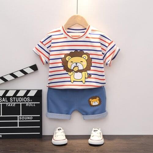 Toddler Infant Baby Boys Girls Clothing Set Summer Short Sleeve Cartoon Cotton Children Kids Clothes Suit Outerwear T-shirts Set