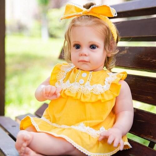 Hoomai 22" Soft Body Girl Baby Doll with Curls Hair Lifelike Soft Touch Educational Baby Gift Dolls for Girls