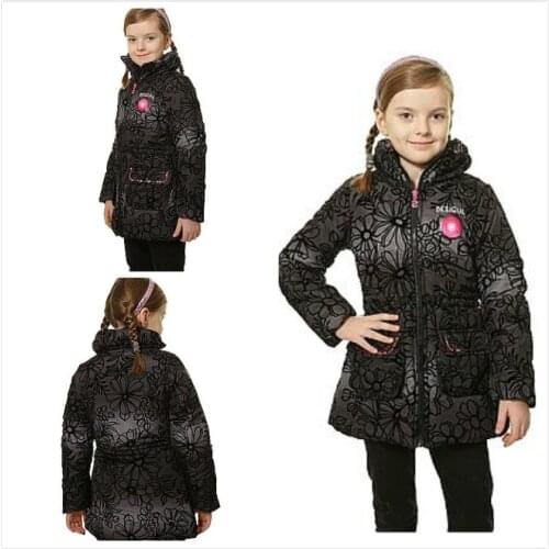 Spanish girl flocking print black grey high collar cotton jacket