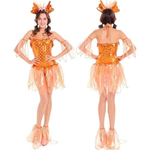 Summer dress 2019 mermaid costume sexy/adult cosplay women Goldfish fancy dress halloween costume headwear cute arm/leg cuff