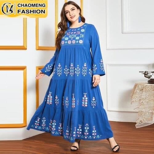 Dubai Abaya Embroidered Fashion Plus Size Hijab Dress Turkey Kaftan Islam Clothing Muslim For Women Vestidos Arabic Maxi Robe