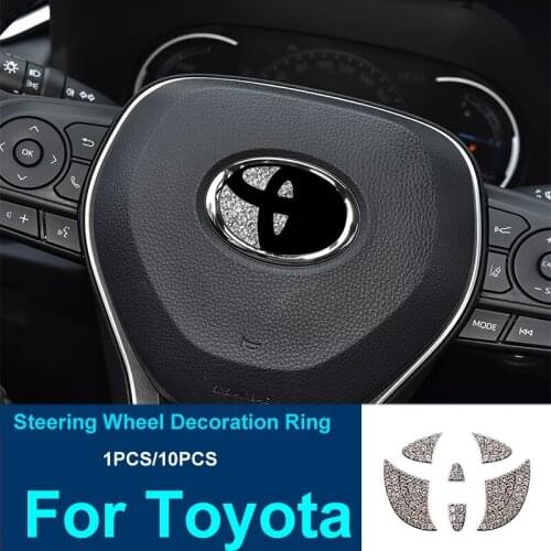 Car Steering Wheel Center Sticker Interior Decal for Carolla Camry Reiz Sienna prius Land Cruiser Rav4 Accessoy Diamond Stickers