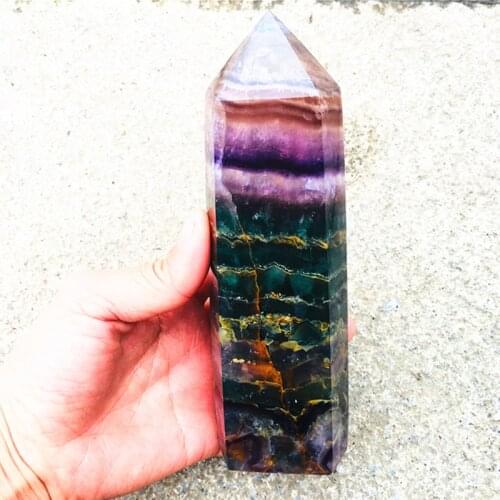 Natural colored fluorite obelisk quartz stone wand crystal point healing reiki energy stone Christmas decoration gift