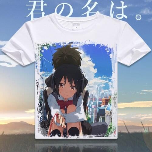 New Anime Your Name Miyamizu Mitsuha Cosplay T-Shirt Makoto Shinkai Short-sleeved Men T shirt Fashion Women Tees