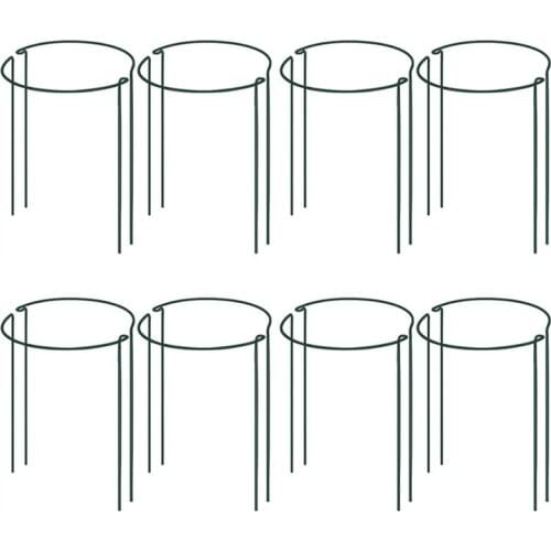 Plant Support Stake, 8-Pack Half Round Metal Garden Plant Supports, Green Garden Plant Support Ring, Garden Border