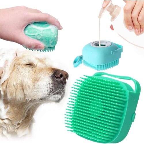Pet Grooming Shampoo Dispenser Dog Bath Massage Brush Comb Bathroom Shower Cleaning Gloves Soft Multibrush for Dogs Cats