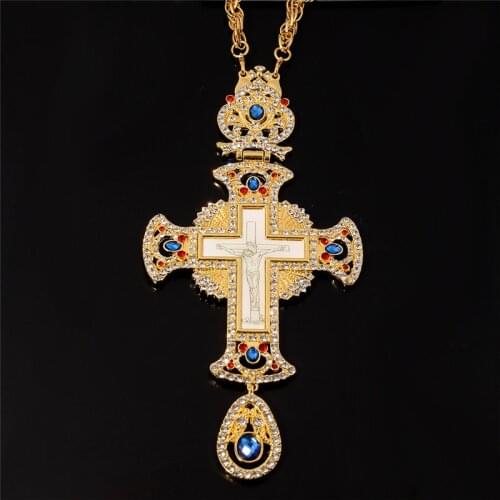 192*87mm Big Size Religious Necklace For Women Man Long Pendant pectoral cross orthodox Jesus crucifix pendants Jewelry