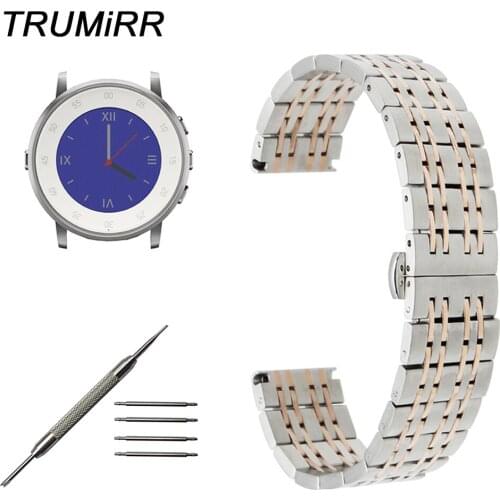 Stainless Steel Band Butterfly Buckle Strap for Pebble Time Round 20mm Men Huawei Watch 2 Bradley Timepiece Wrist Belt Bracelet