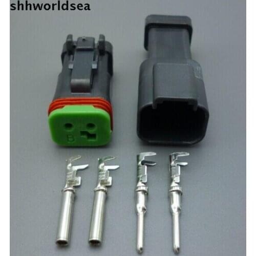 Shhworldsea universal 2 Way 2PIN DT series car auto Waterproof Electrical Wire Connector plug male & female socket kit