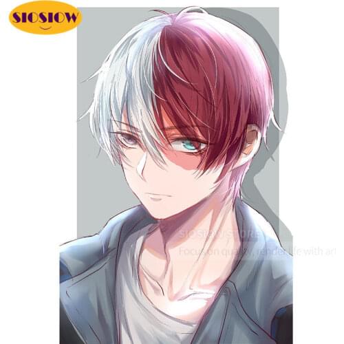 SIOSIOW 5d Diy Diamond Embroidery Cross Stitch Todoroki Anime Figure Poster Daimond Painting Cartoon Full Round Square Set Gifts