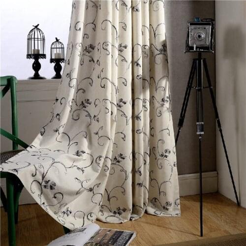 Modern Simple European Curtains for Living Room Bedroom Cotton-linen High End Chinese Curtain Embroidery Classical Decoration