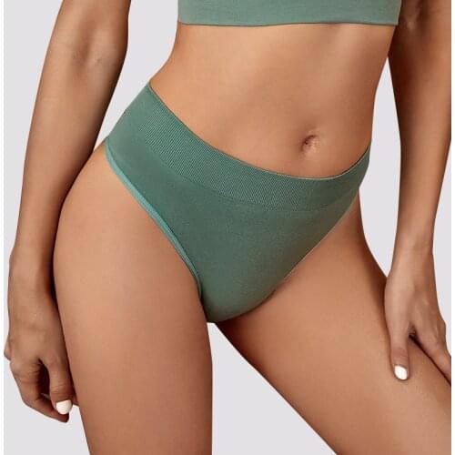 Seamless Women Pantys Girls Thongs High Waisted Soft T back Breathable Skin-Friendly 6 Solid Colors Female Sports G-string