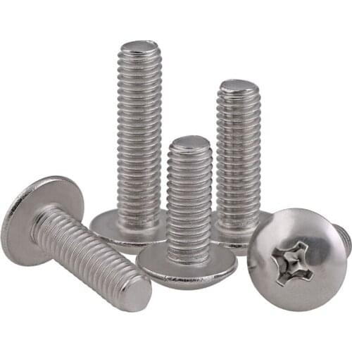 100PCS GB/T 304 stainless steel flat head screw large flat head screw mushroom head screw, M3 * 4-50