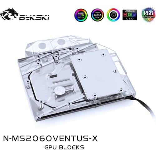 BYKSKI Water Block use for MSI GeForce RTX2060 VENTUS XS / Full Cover Graphics Card Radiator Copper Block / RGB Light AURA
