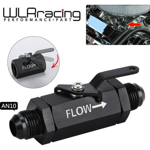 WLR RACING - AN10 10AN - 10 AN SHUT OFF VALVE FITTING ALUMINUM BLACK WLR-WLPV72-10
