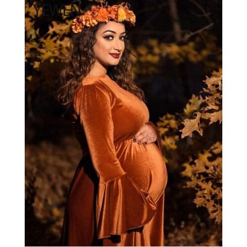 YEWEN Maternity Dress Photography Long Pregnancy Dresses Elegence Maxi Maternity Gown Photo Prop For Pregnant Women Shoot