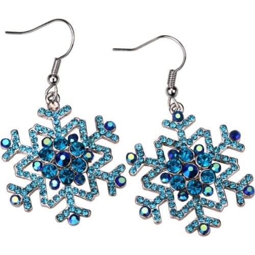 Snowflake dangle drop earrings blue white christmas holidays decorations oranments gifts for women girls fashion jewelry ED14