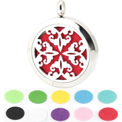 10pcs Round Silver Butterfly 30mm Aromatherapy Essential Oils Stainless Steel Perfume Diffuser Locket With Free chain and Pads