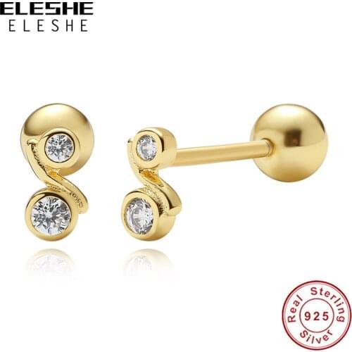 100% 925 Sterling Silver Small Spherical Stud Earrings 18K Gold Plated Crystal Earrings for Women Girlfriend Gift