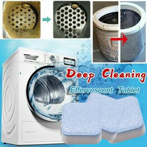 12pcs Tab Washing Machine Cleaner Washer Cleaning Detergent Effervescent Tablet Washer Cleaner Deep Descale Cleaning Tools