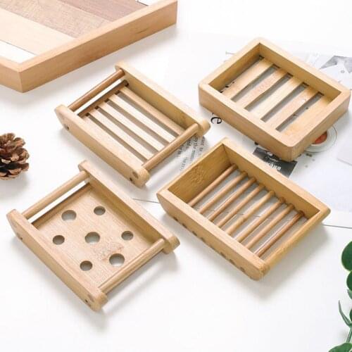 2pcs Wooden Soap Dish Wood Soap Case Holder for Bathroom Shower Kitchen Scrubber Bamboo