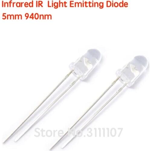 20PCS/Lot 5mm 940nm Infrared IR Light Emitting Diode Lamp 5 mm LED Diode (Transparent Water Clear Lens Through Hole 940 nm)