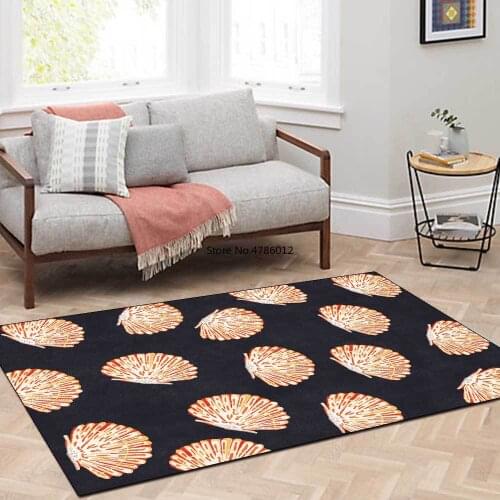 200x300cm Fashion Modern Nordic Simple Orange Shell Black Bottom Living Room Bedroom Bedside Carpet Floor Mat Customization