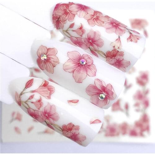 WUF 2021 Maple / Feather / Flower Water Transfer Nail Sticker Decals Beauty Decoration Designs DIY Color Tattoo Tip