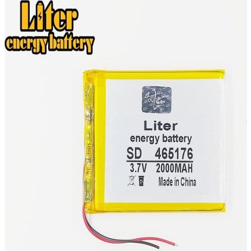 3.7V 2000mAh 465176 Lithium Polymer Li-Po li ion Rechargeable Battery cells For Mp3 MP4 MP5 GPS